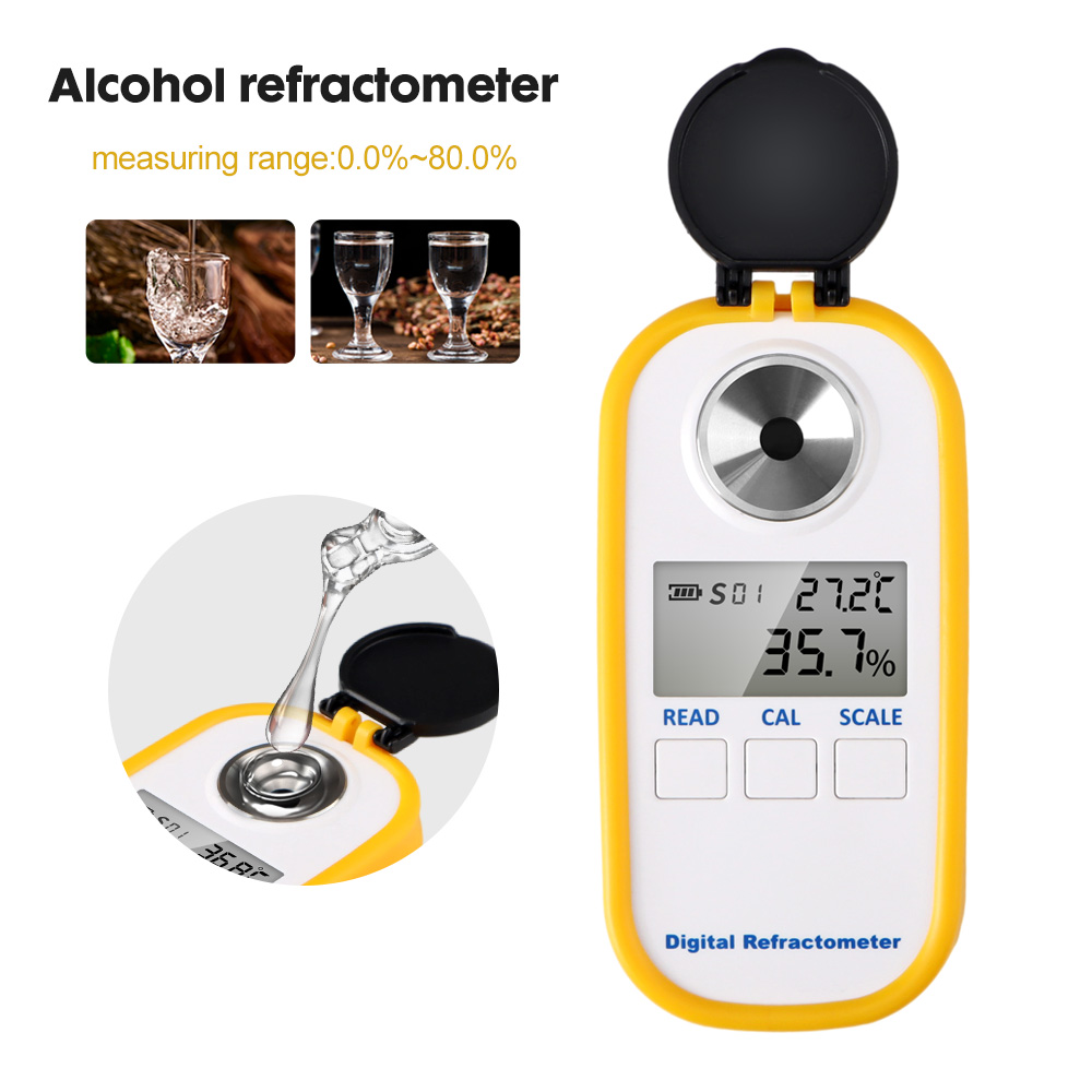 Wine Beer Spirit - Refractómetro Digital de Alcohol 0-80% pantalla