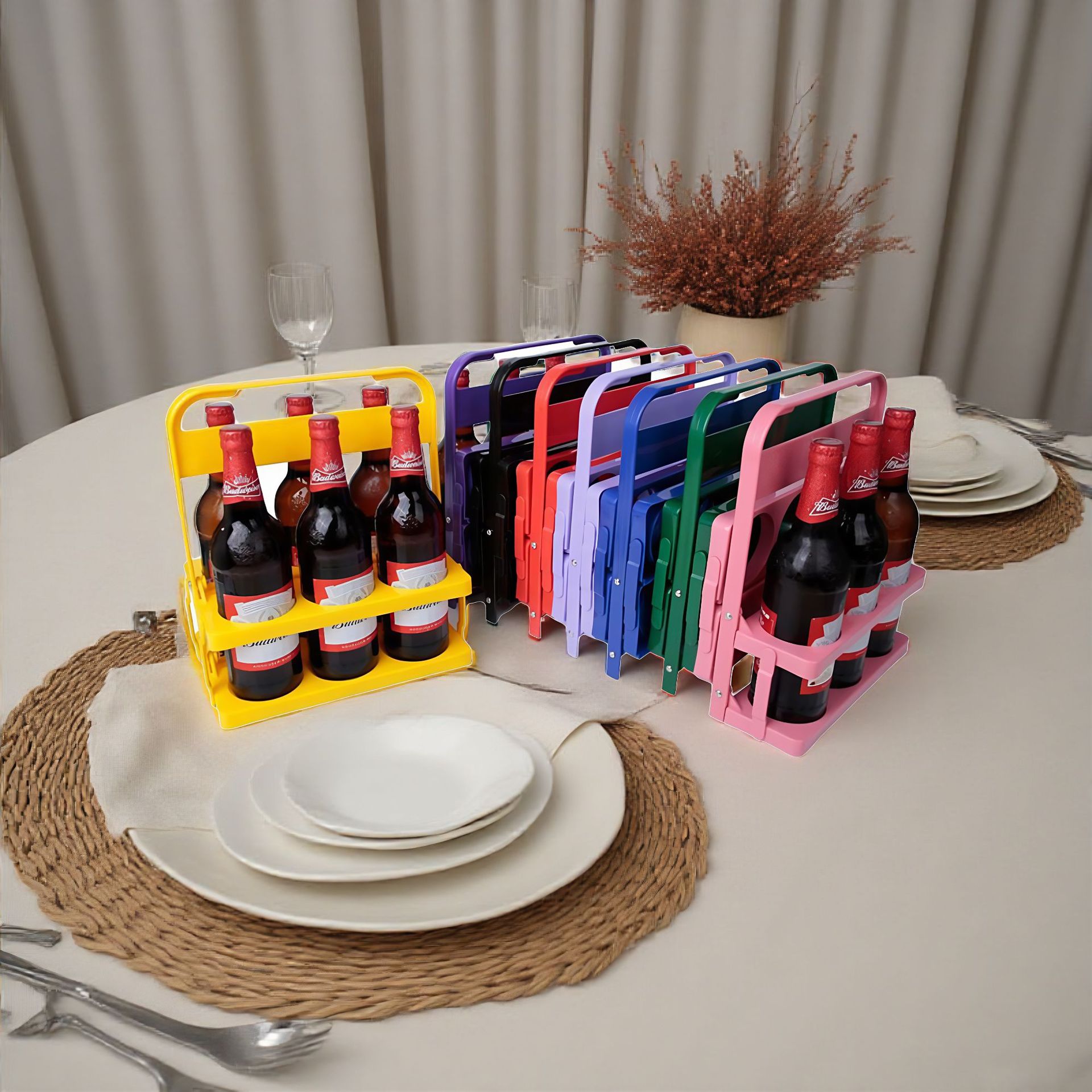 Wine Beer Rack - Estante plegable para seis botellas de